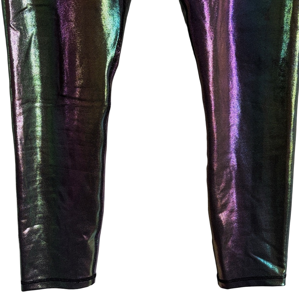 ZYIA Iridescent Metallic Purple Green High-Waist Leggings - Picture 4 of 9